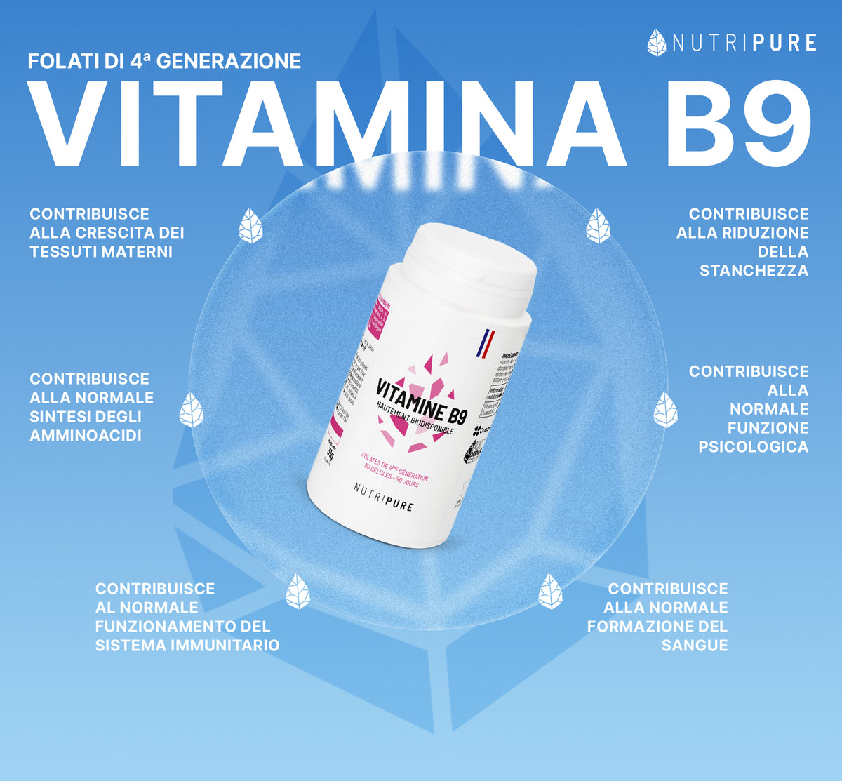 Vantaggi di Vitamina B9 Nutripure, 90 capsule (3 mesi)