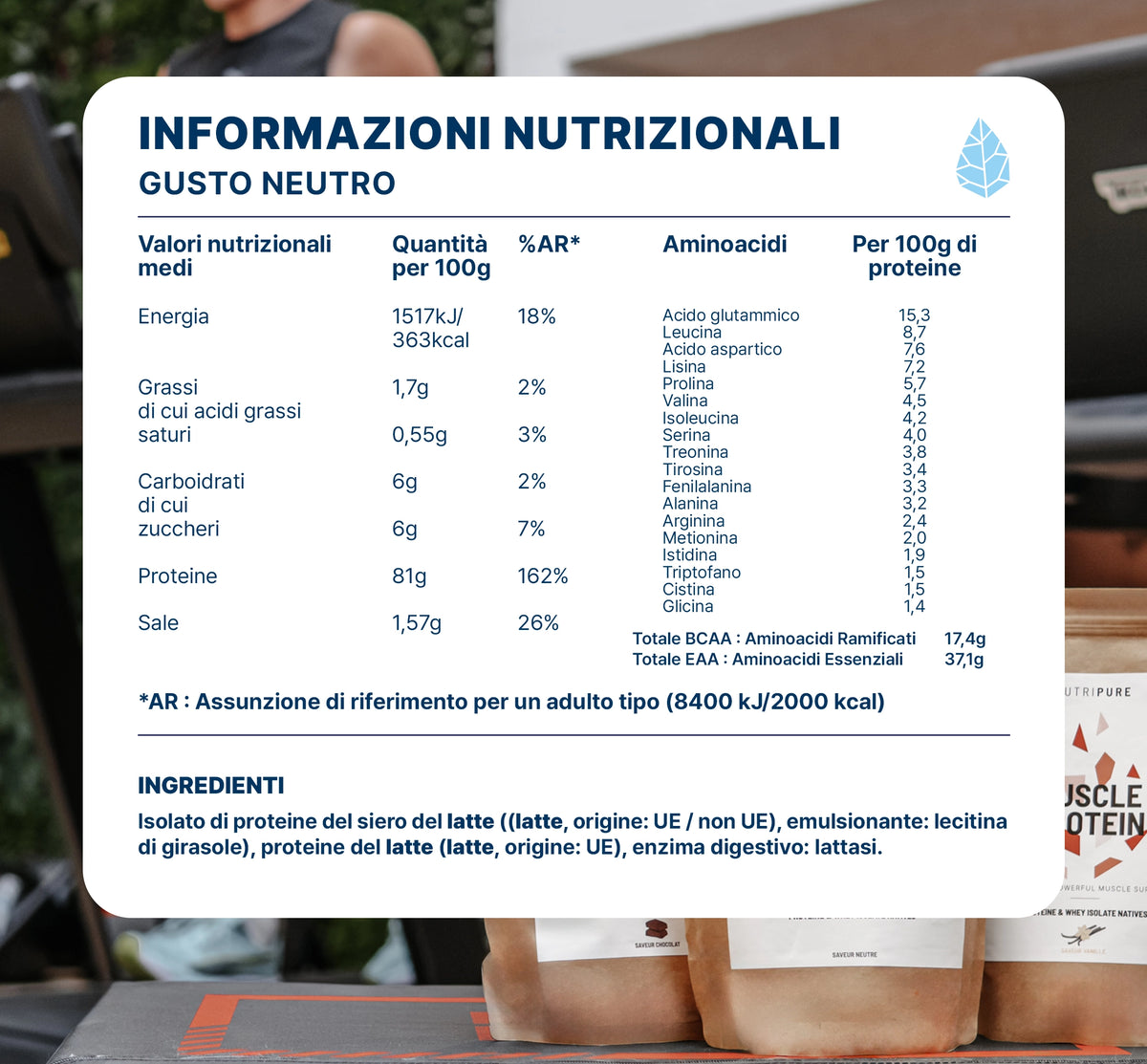 Valori nutrizionali Muscle Protein