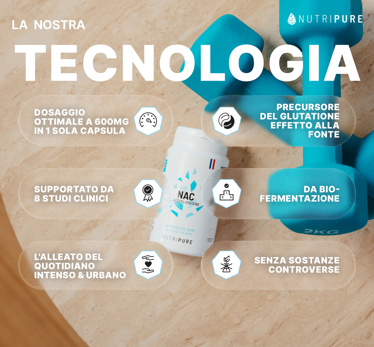 Tecnologia e qualità di NAC N-acetilcisteina Nutripure, 3x60 capsule (6 mesi)