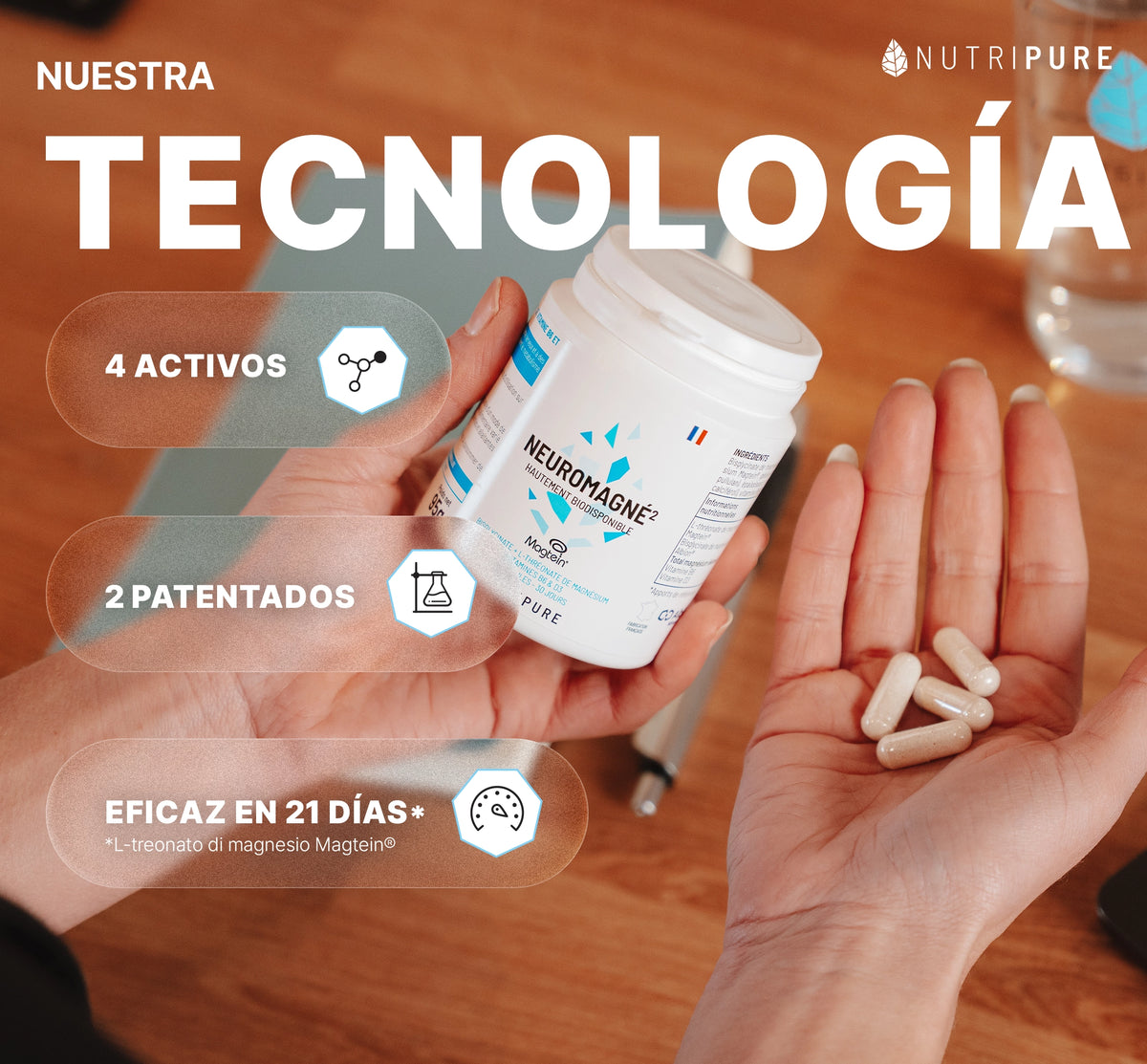 Tecnología y calidad de NeuroMagné² L-treonato de magnesio Nutripure, 6x120 cápsulas (6 meses)